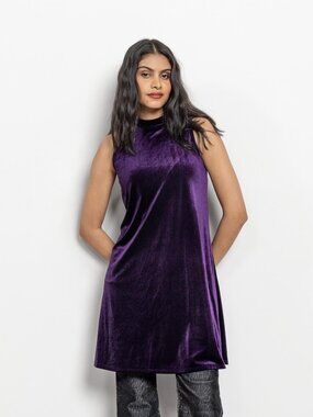 PURPLE VELVET Dress Vintage Stretchy Party 90's / Small